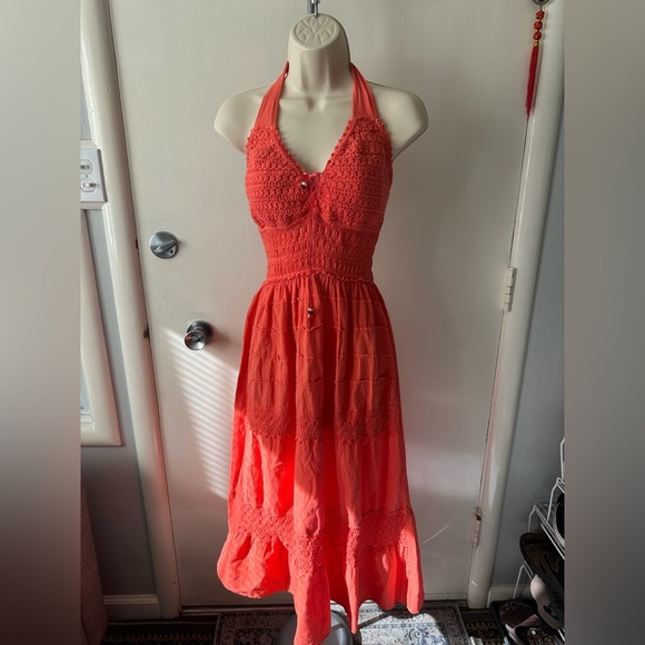 Dresses & Skirts - Elegant Coral Halter Dress